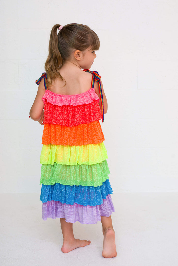 Kids Rainbow Tiered Dress