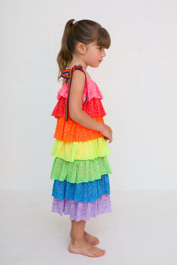Kids Rainbow Tiered Dress
