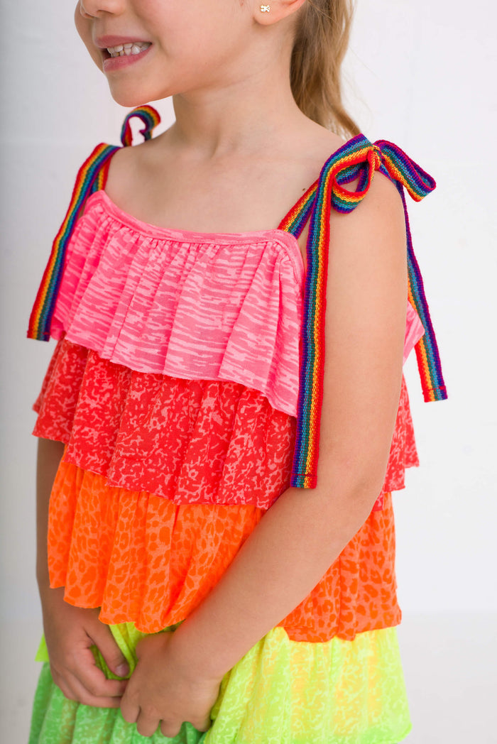Kids Rainbow Tiered Dress