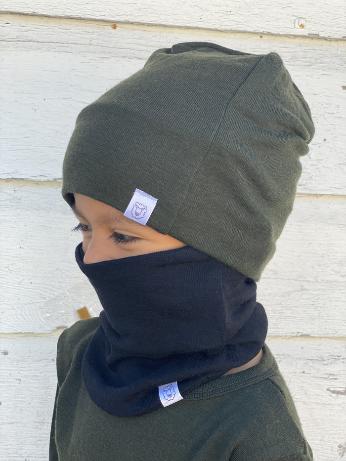 Neck Warmer CHILDREN UP TO AGE 12 Simply Merino Clothing Co MEDIUM (2yrs-12yrs) BLACK
