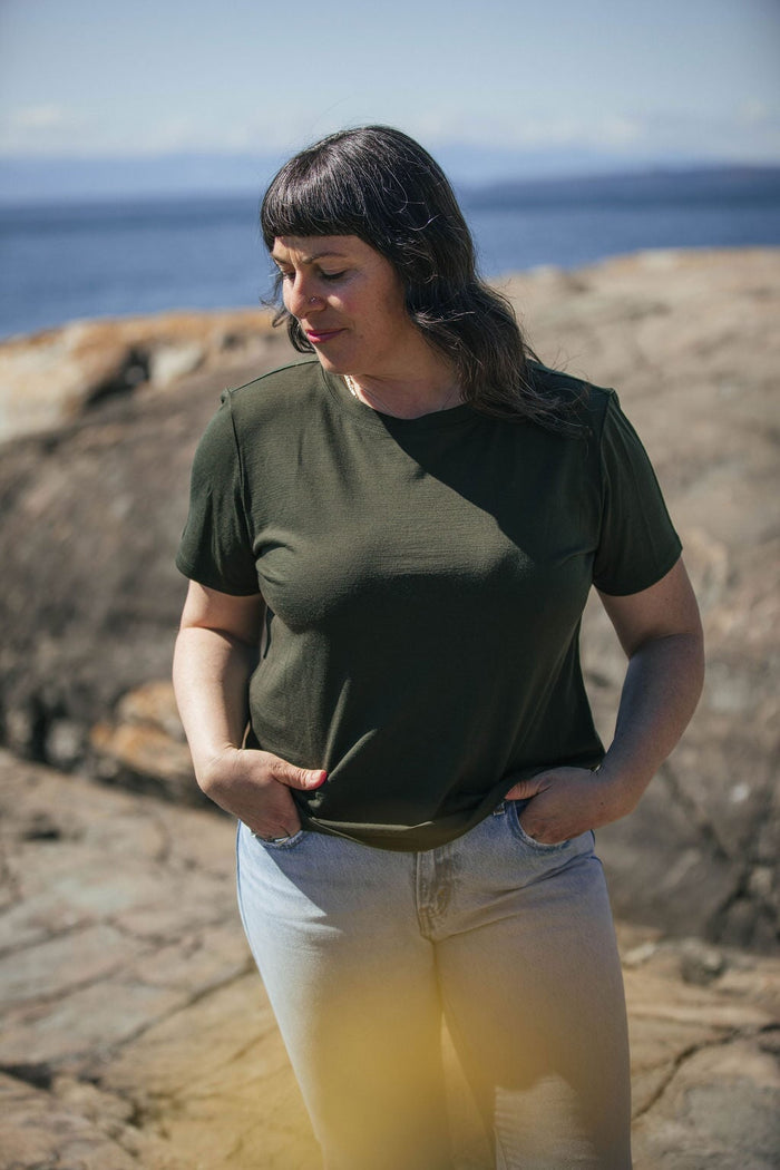Long Boxy T-Shirt| Nora is wearing size Large,  height 5.6"