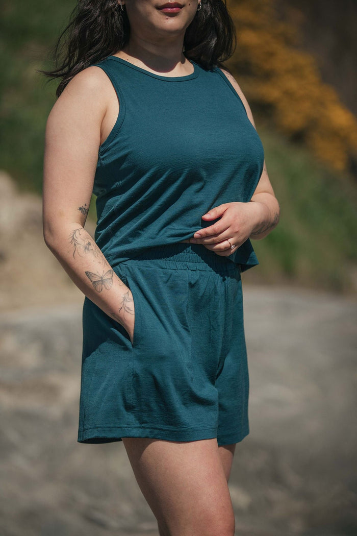 Shorts | Esther is wearing size Medium, height 5.5"