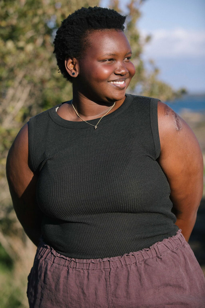 Waffle Tank | Princess is wearing size 3XL, height 5.7"