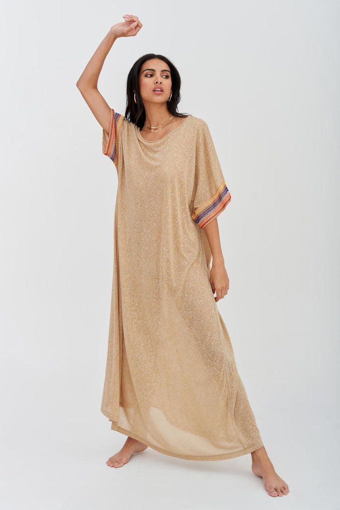 Mesh Sleeve Maxi Dress