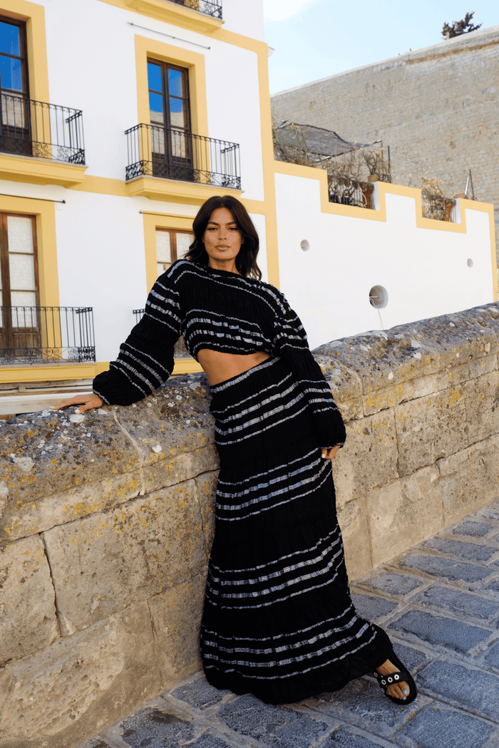 Metallic Striped Boho Top