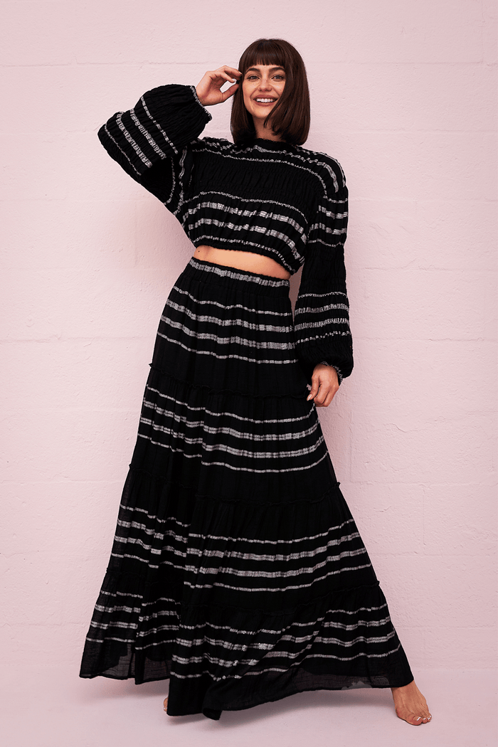 Metallic Striped Boho Top