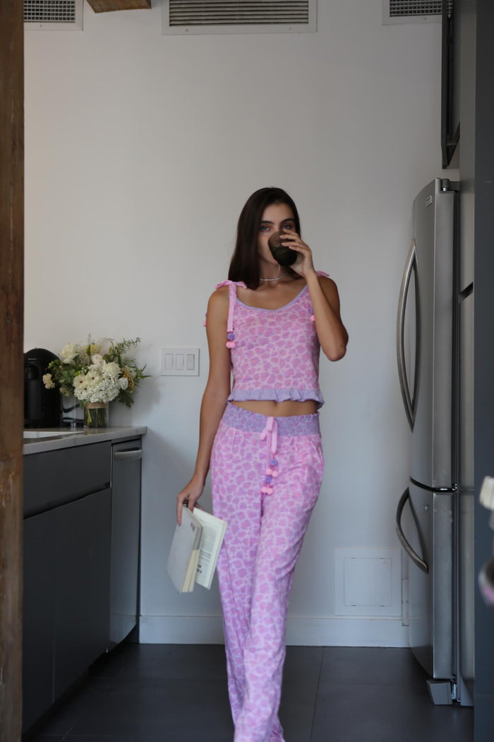 Pastel Cheetah Tie-Up Cami