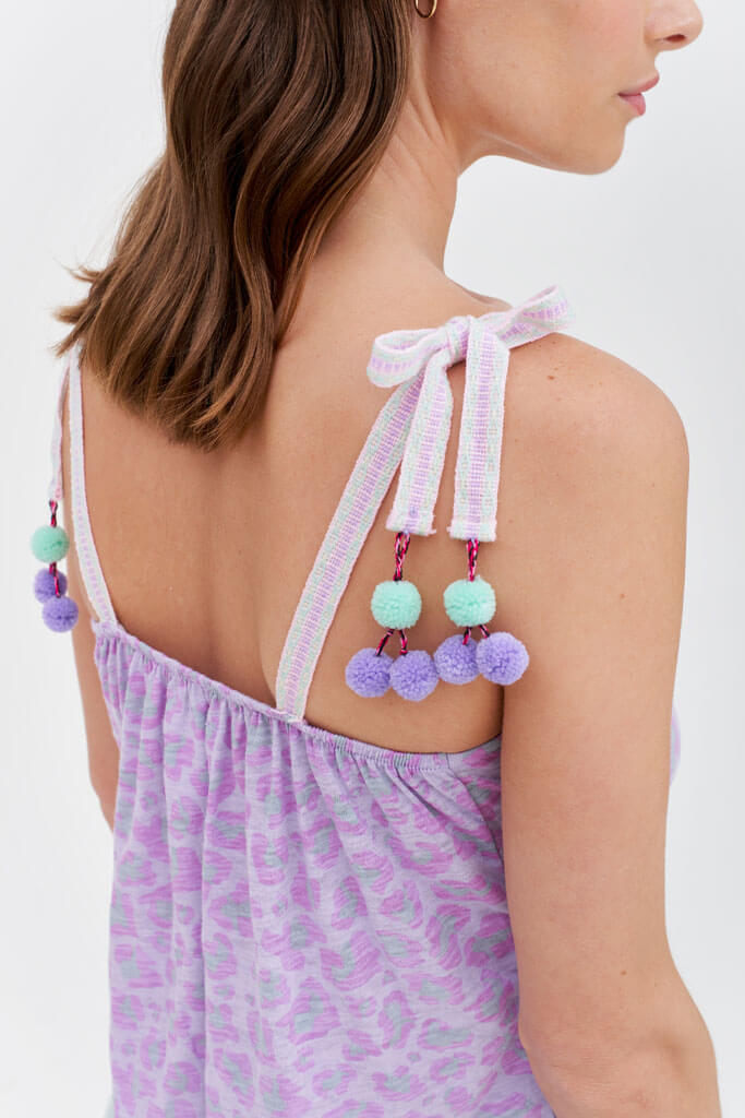 Pastel Cheetah Tie-Up Cami