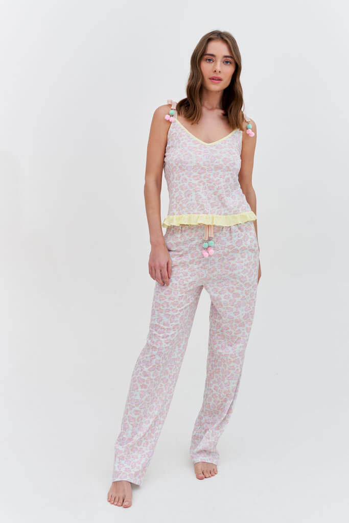 Pastel Cheetah Tie-Up Cami