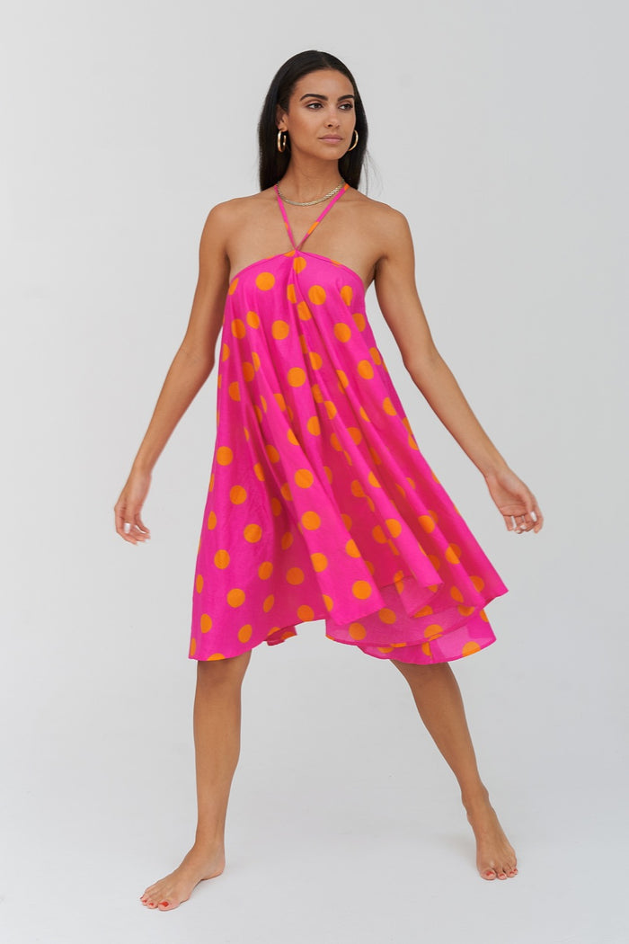 Polka Dot Crossover Halter Mini