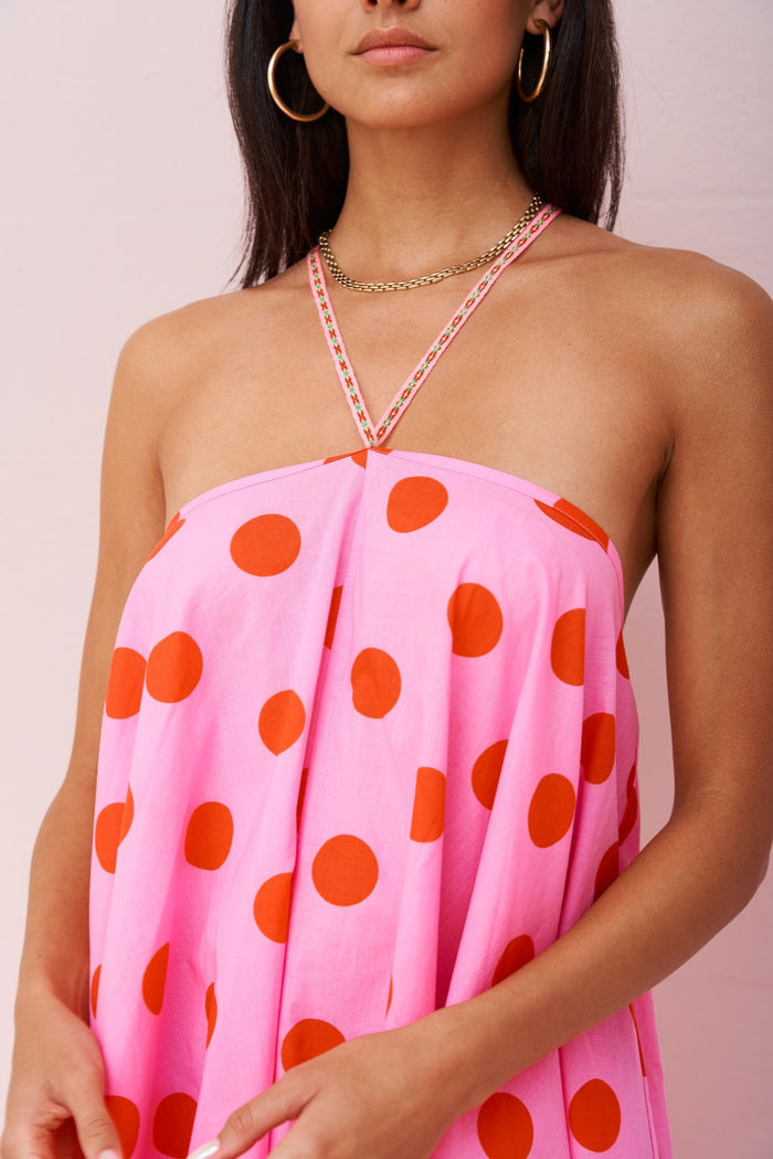 Polka Dot Crossover Halter Mini