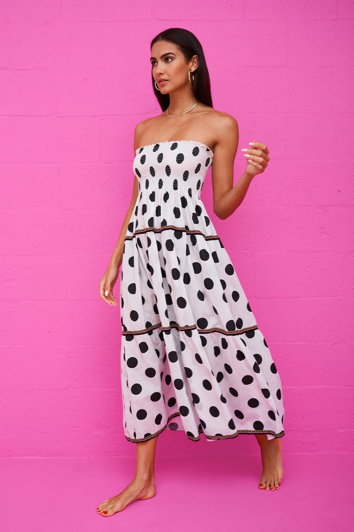Polka Dot Strapless Dress