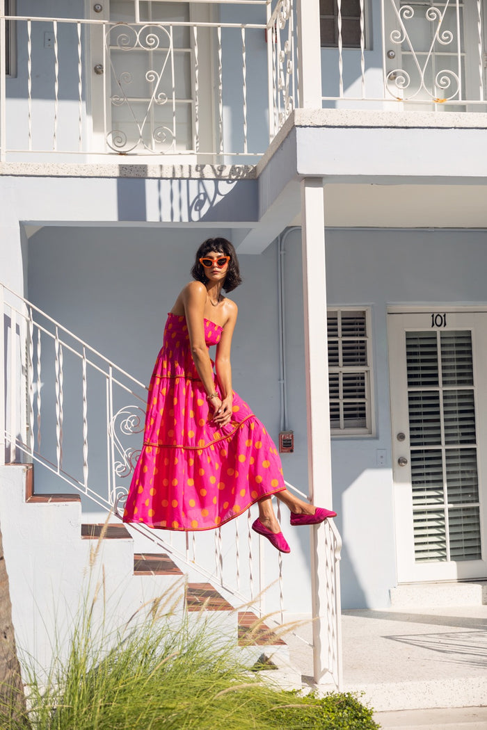 Polka Dot Strapless Dress