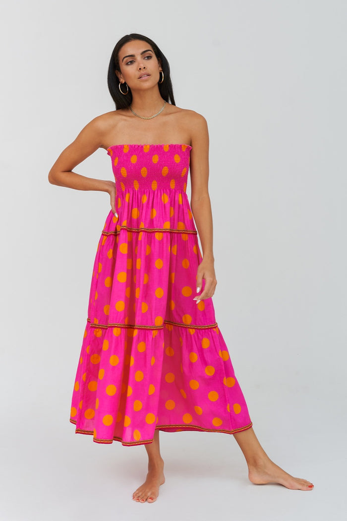 Polka Dot Strapless Dress