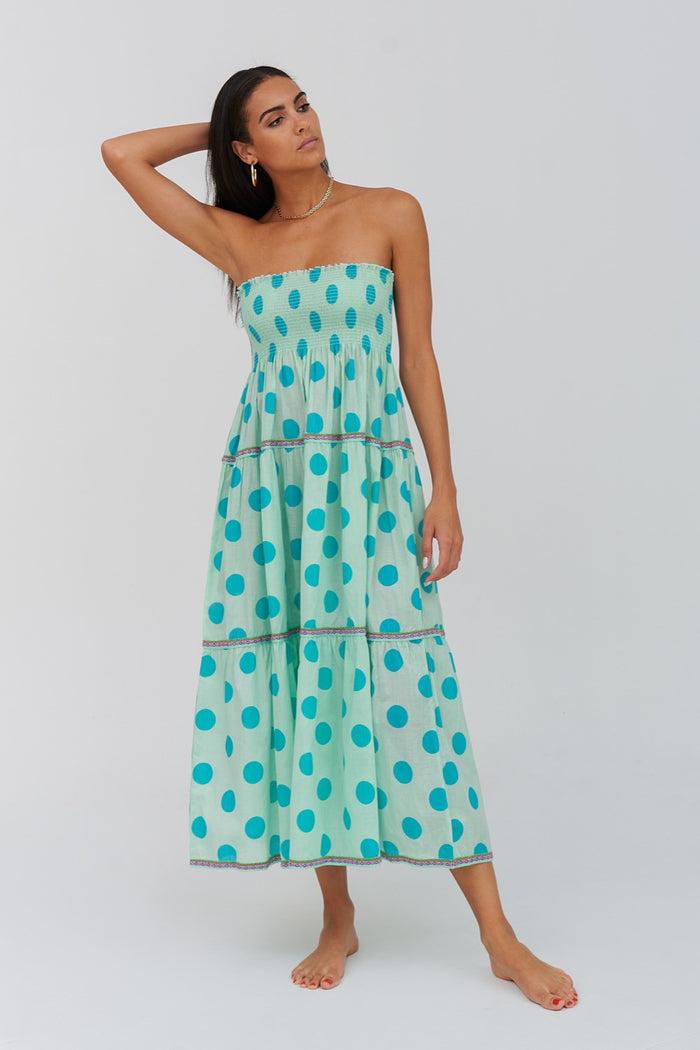 Polka Dot Strapless Dress