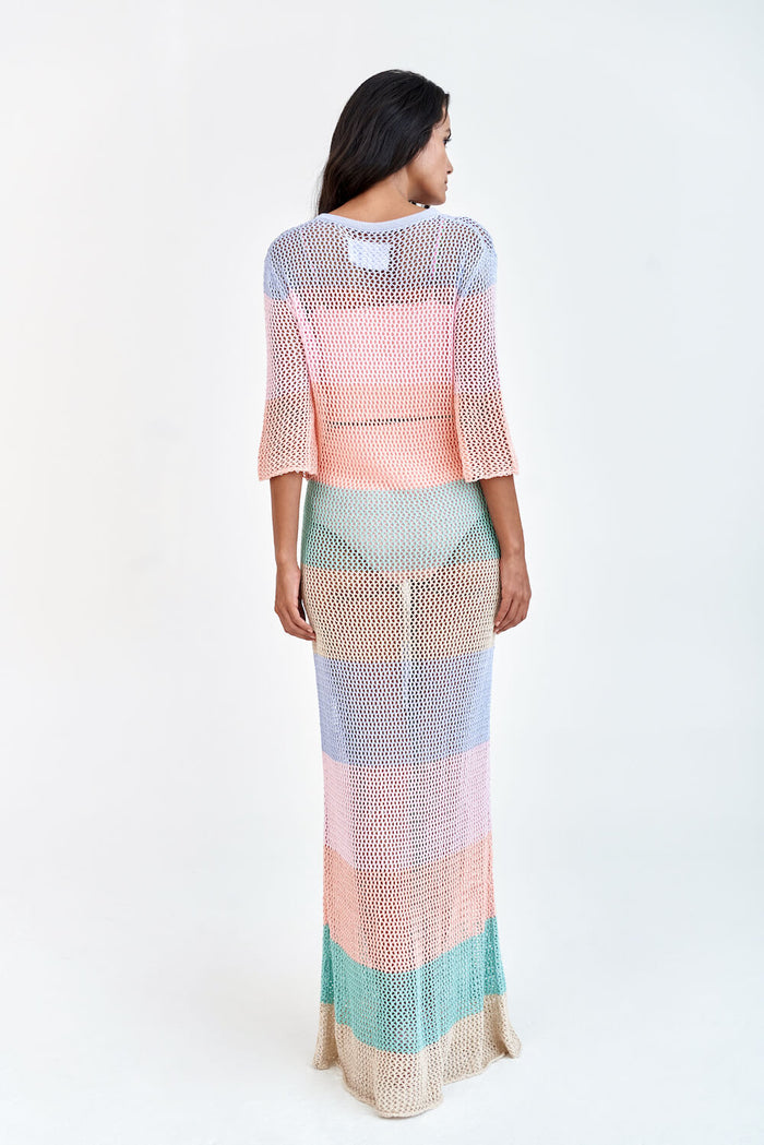 Rainbow Crochet Maxi Dress