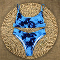 Sexy Tie Dye Mid-Waist Bandeau Bikini Set 2020 Swimsuit Women Swimwear Beach Wear Swim Bathing Suit