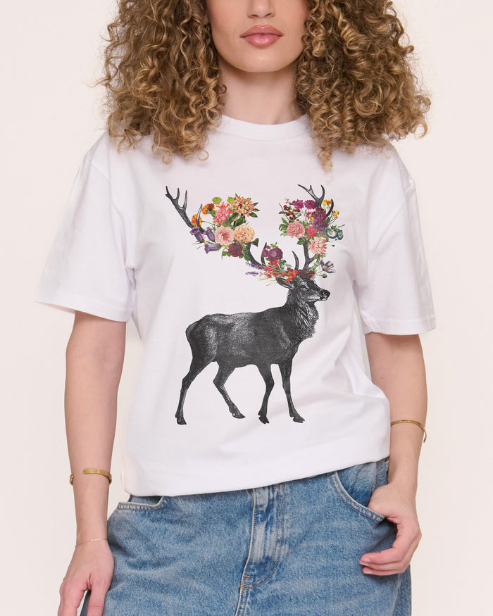 Spring Itself Deer Floral T-Shirt