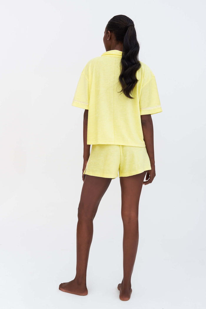 Terry Cloth Button-Down Top