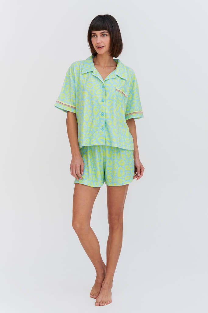 Terry Cloth Button-Down Top