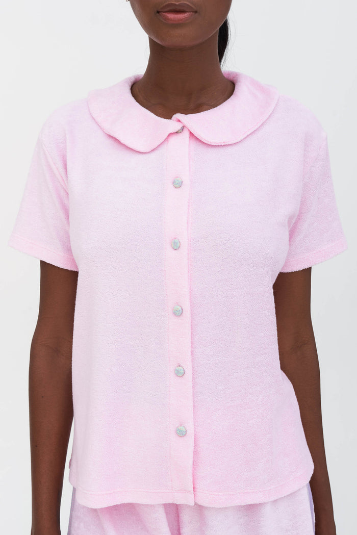 Terry Cloth Peter-Pan Collar Top