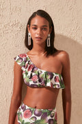 Trendyol Fig Pattern One Shoulder Bikini Top TBESS20BU0393