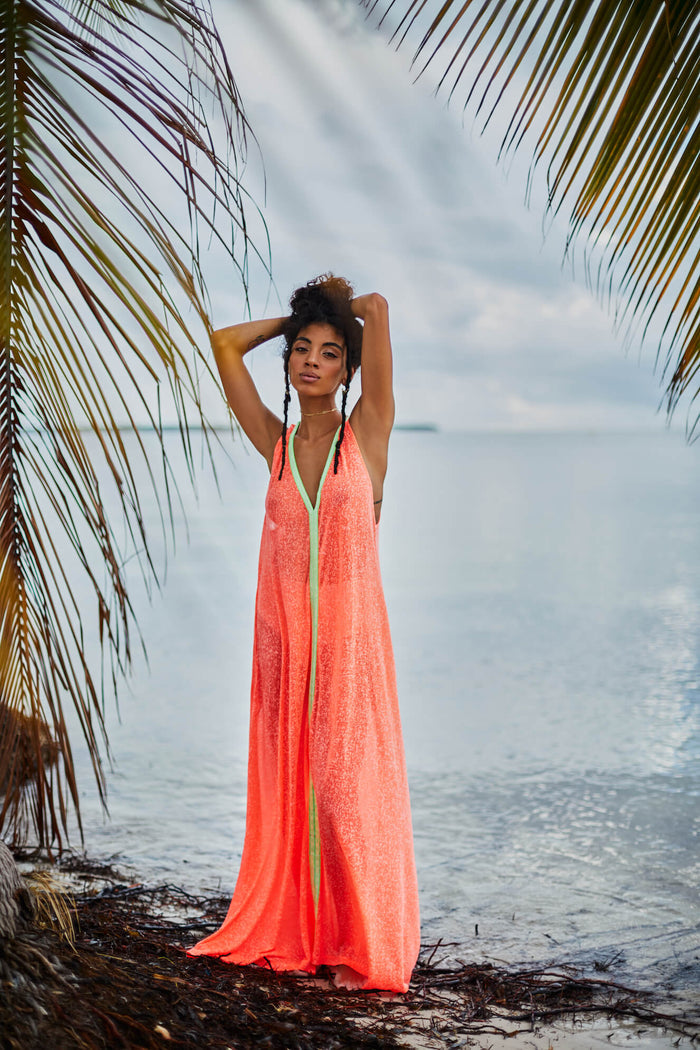 V-Neck Flare Maxi