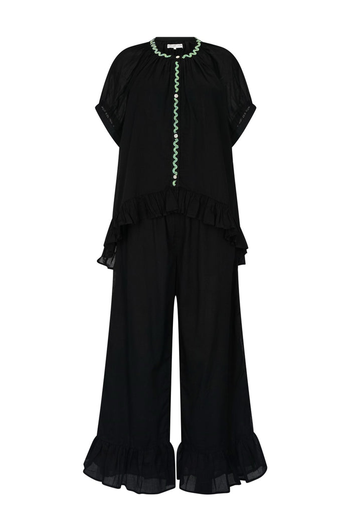 Zigzag Beaded Button Down Top
